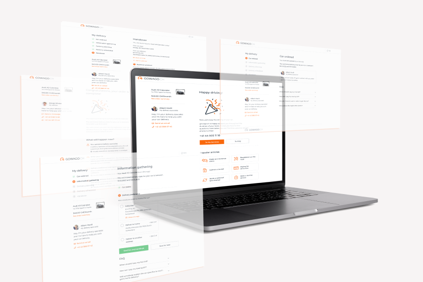 Live delivery status interface showing automated timeline updates and digital document upload features